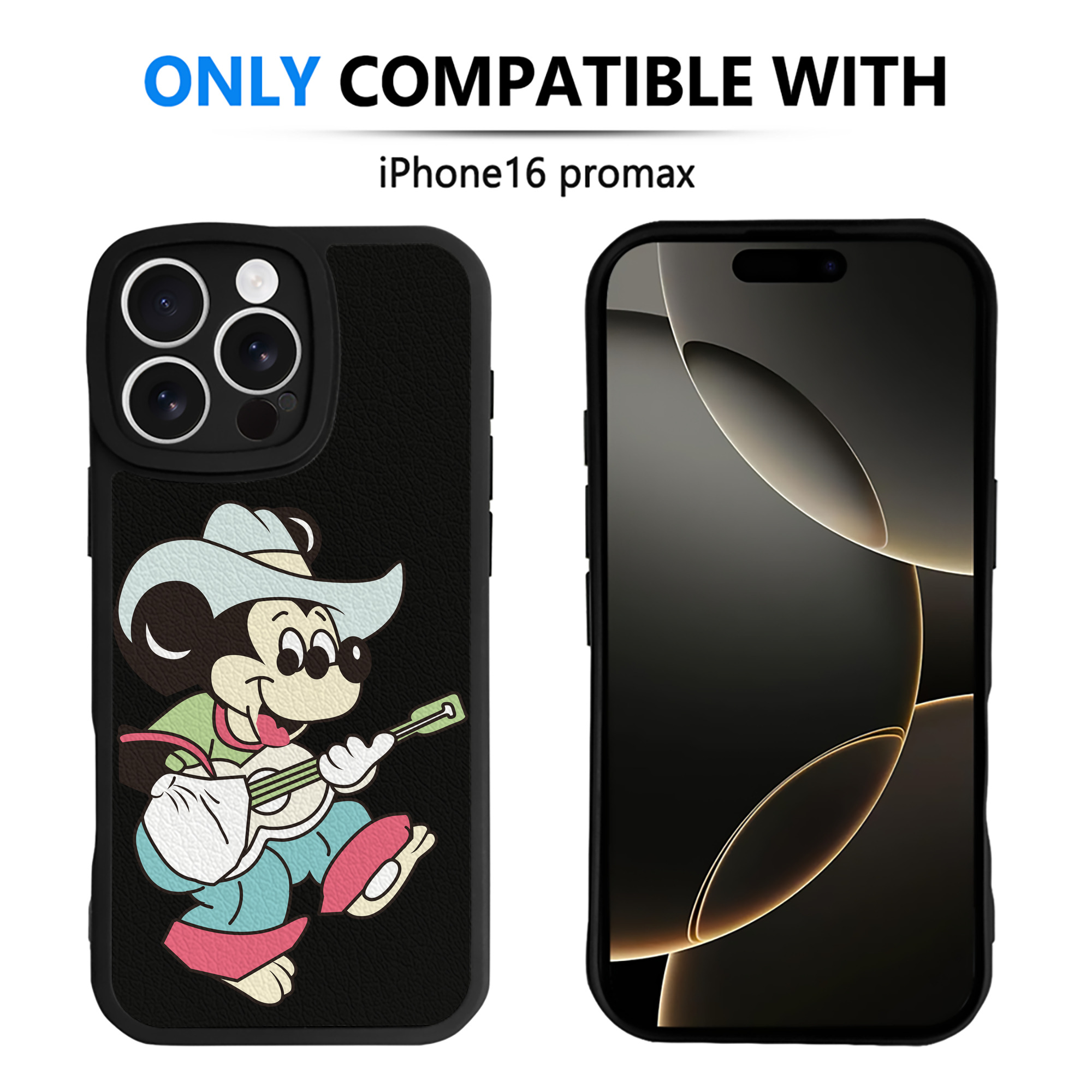 （画像用） ミッキーマウス Mickey Mouse 【iPhone 16シリーズ対応】シリコンスマホケース（レザー調） 材質：シリコン